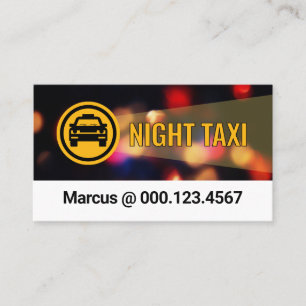 Cartão De Visita Serviço de Táxi Noturno Luzes da Cidade