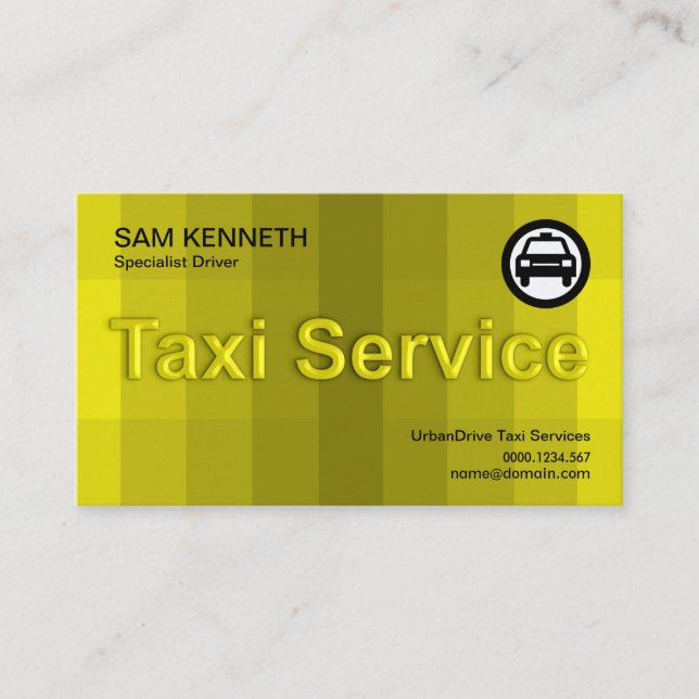 Cartão De Visita Serviço de táxis de efeito de vidro amarelo impres (Frente)