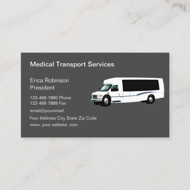 Cartão De Visita Serviço de Transporte Médico Moderno (Frente)