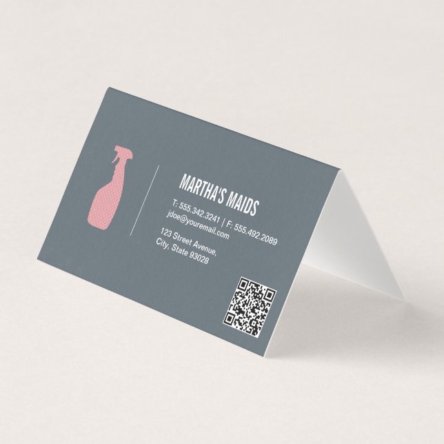 Cartão De Visita Serviço Maid | Código QR (Frente)