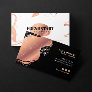 Cartão De Visita Serviço Maid de Limpeza da Casa Marble Dourado ros