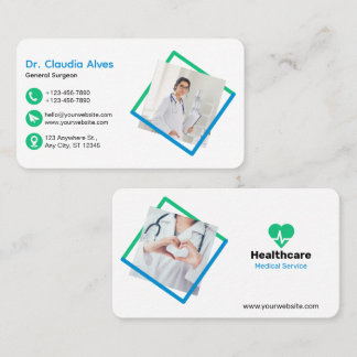 Cartão De Visita Serviço Médico Moderno Criativo Branco