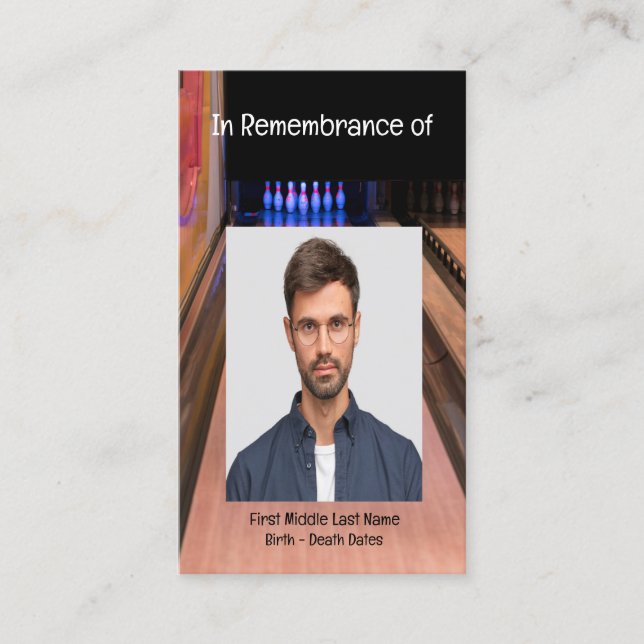 Cartão De Visita Serviço Memorial Convide Lane Bowler Boliche (Frente)