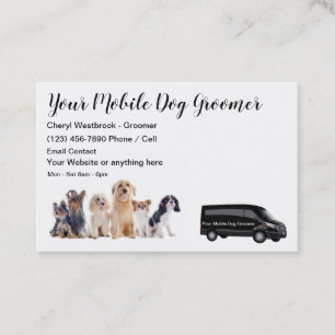 Cartão De Visita Serviço Móvel de Agrupamento de Cachorros Clássico