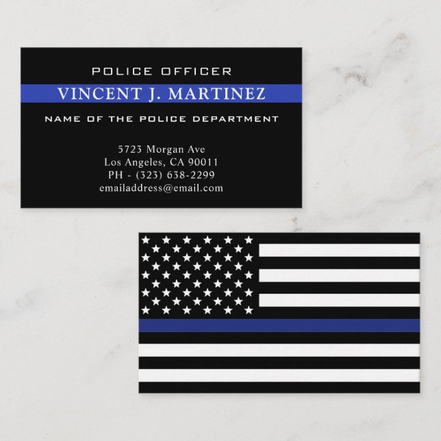 Cartão De Visita Serviço Policial Thin Blue Line Personalizado (Frente/Verso)