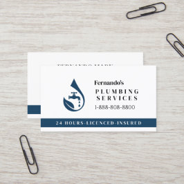 Cartão De Visita Serviço Profissional de Encanação Logotipo de Gota