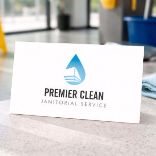 Cartão De Visita Serviço Profissional de Limpeza Janitorial