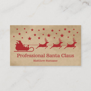 Cartão De Visita Serviço Profissional de Papai Noel de Sleigh Bege