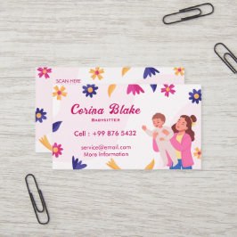 Cartão De Visita Serviços Babysitter | Cuidados infantis rosa