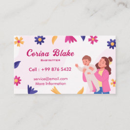 Cartão De Visita Serviços Babysitter | Cuidados infantis rosa