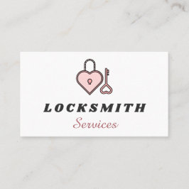 Cartão De Visita Serviços Bonito de Locksmith de Coração Rosa e Cha