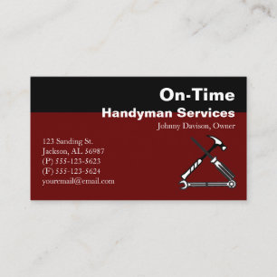 Cartão De Visita Serviços Burgundy e Black Handyman
