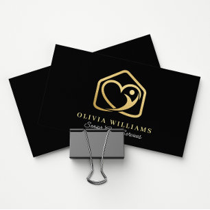 Cartão De Visita Serviços de assistência ao mais velho Preto e Dour