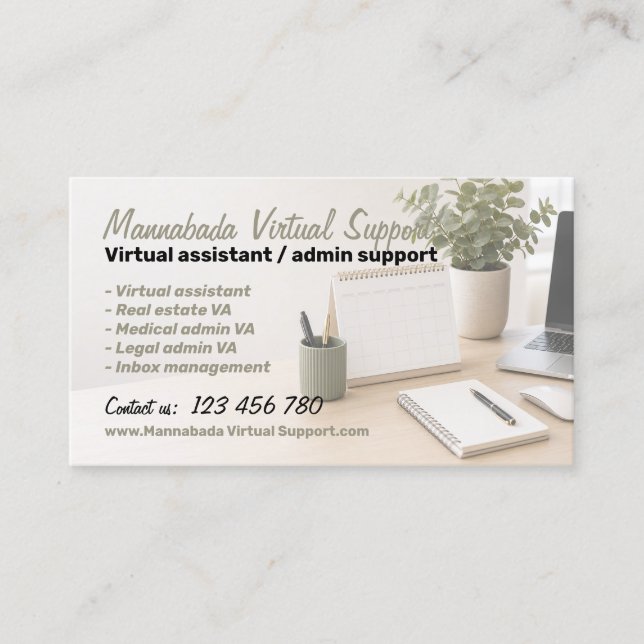 Cartão De Visita Serviços de Assistente Virtual (Frente)