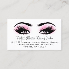 Cartão De Visita Serviços de Beleza Perfeitos Maquiagem Lash Rosa