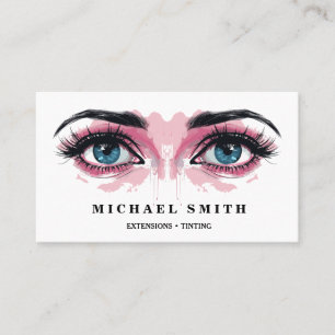Cartão De Visita Serviços de Cílios com Blush Watercolor