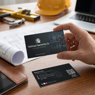 Cartão De Visita Serviços de Construção Chave na Mão Minimalista