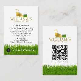 Cartão De Visita Serviços de corte de grama, Logotipo Dourado para