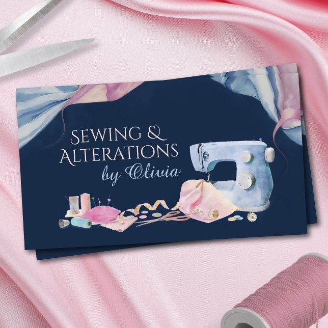 Cartão De Visita Serviços de costura e alteração - Arte aquosa (Criador carregado)