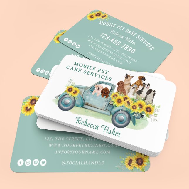 Cartão De Visita Serviços de Cuidados com Animais de Companhia de A (mobile pet care services)
