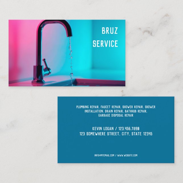 Cartão De Visita Serviços de encanamento (Frente/Verso)