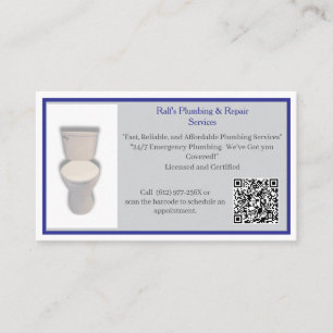 Cartão De Visita Serviços de encanamento Grey Plumber Toalete 