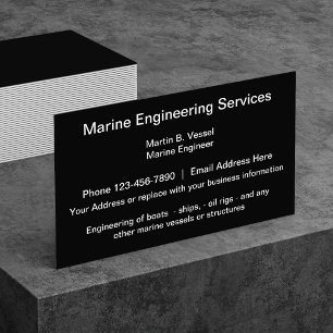 Cartão De Visita Serviços de Engenharia Marítima Black Core Design