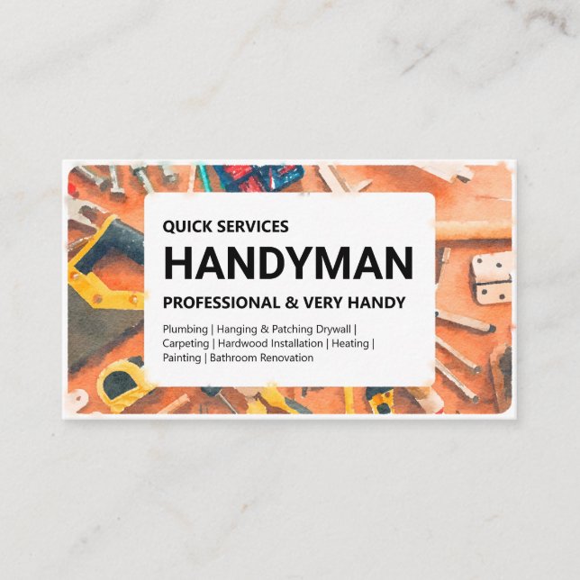 Cartão De Visita Serviços de Handyman (Frente)