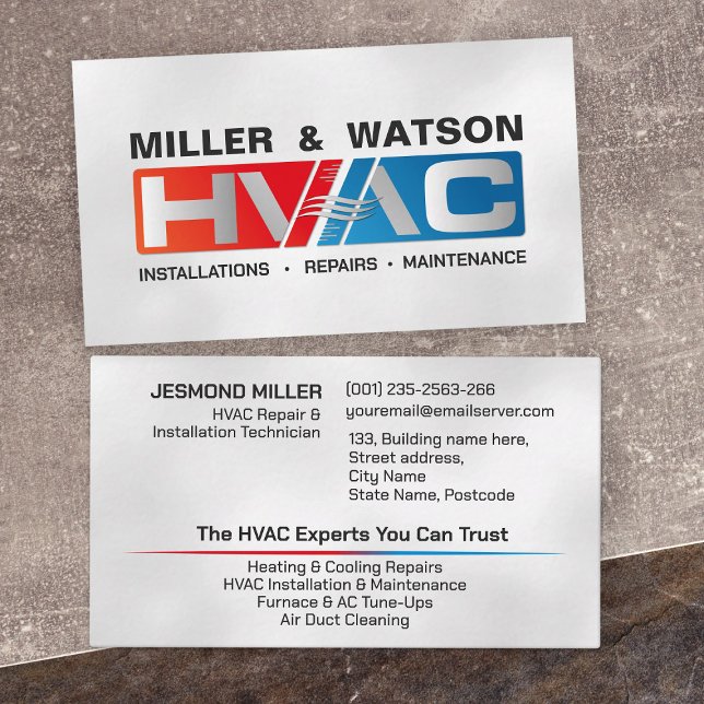 Cartão De Visita Serviços de HVAC  (Criador carregado)