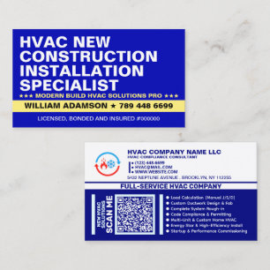 Cartão De Visita Serviços de Instalação de Novas Construções   HVAC