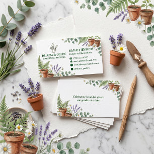Cartão De Visita Serviços de Jardinagem Bloom & Grow