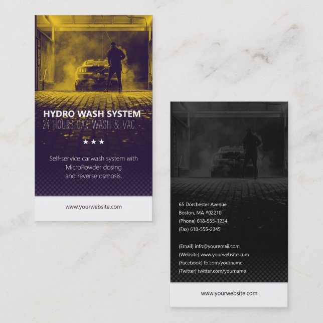Cartão De Visita Serviços de lavagem manual | Lavagem automóvel (Frente/Verso)