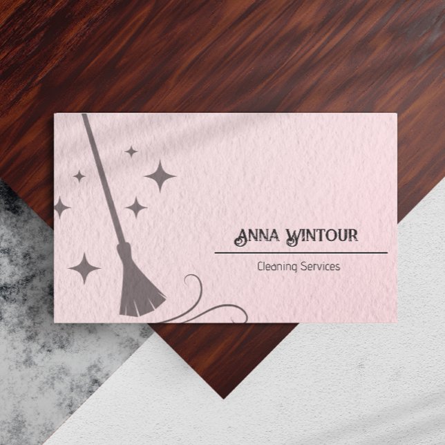 Cartão De Visita Serviços De Limpeza Agregado Domicílio Qr Código L (Cleaning Services Housekeeper Qr Code Blush Pink Business Card)