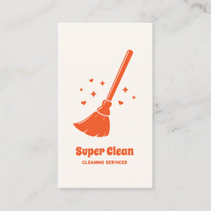Cartão De Visita Serviços de Limpeza Casa de Empregada Retro Ousada