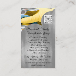 Cartão De Visita Serviços de Limpeza Casa Mantendo Cinza de Fotogra