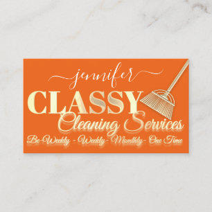 Cartão De Visita Serviços De Limpeza Casa Mantendo Dourada Maid Lar