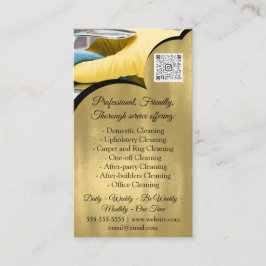 Cartão De Visita Serviços de Limpeza Casa Mantendo Foto QRCode Dour