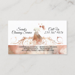 Cartão De Visita Serviços de Limpeza Classe Alta Aquarela
