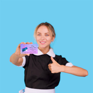 Cartão De Visita Serviços de limpeza clássica Rainbow Spark Glitter