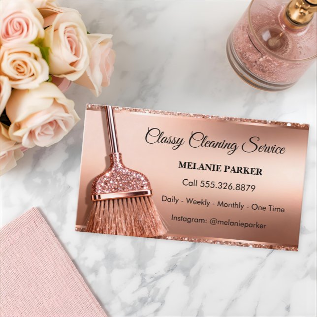 Cartão De Visita Serviços de Limpeza Classy (Criador carregado)