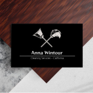 Cartão De Visita Serviços De Limpeza Código Qr Preto E Branco