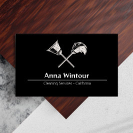 Cartão De Visita Serviços De Limpeza Código Qr Preto E Branco