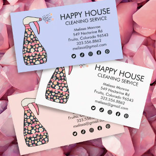 Cartão De Visita Serviços de Limpeza da Casa Garrafa Daisy Spray