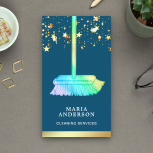 Cartão De Visita Serviços De Limpeza De Bromo Arco-Íris De Folha 