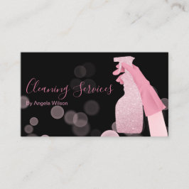 Cartão De Visita Serviços De Limpeza De Casa Maid Glitter Black Pin