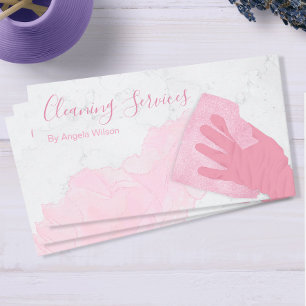 Cartão De Visita Serviços De Limpeza De Casa Maid Glitter Marble Ch