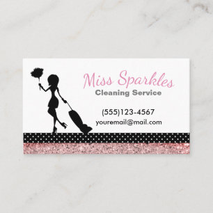 Cartão De Visita Serviços de limpeza de casas de Bolinhas Sparkle