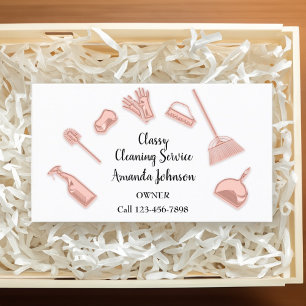 Cartão De Visita Serviços de limpeza de casas Logotipo Dourado Maid