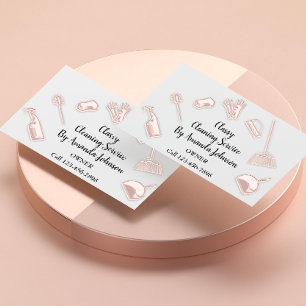 Cartão De Visita Serviços de limpeza de casas Logotipo Dourado Maid