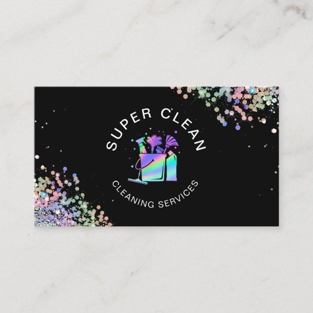 Cartão De Visita Serviços de limpeza de casas profissionais Hologri (Frente)